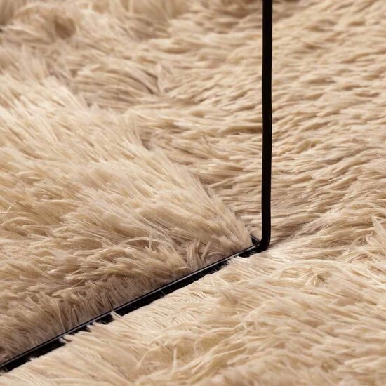 Hoogpolig Vloerkleed Navarra Polyester Beige 240 x 240 cm Rond