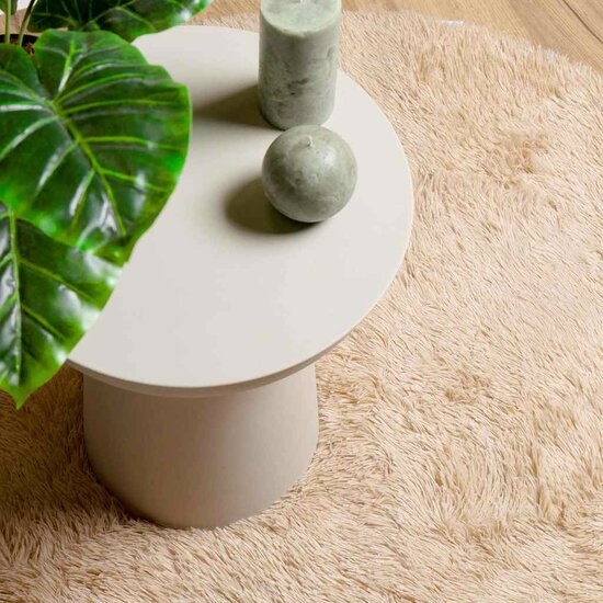 Hoogpolig Vloerkleed Navarra Polyester Beige 240 x 240 cm Rond