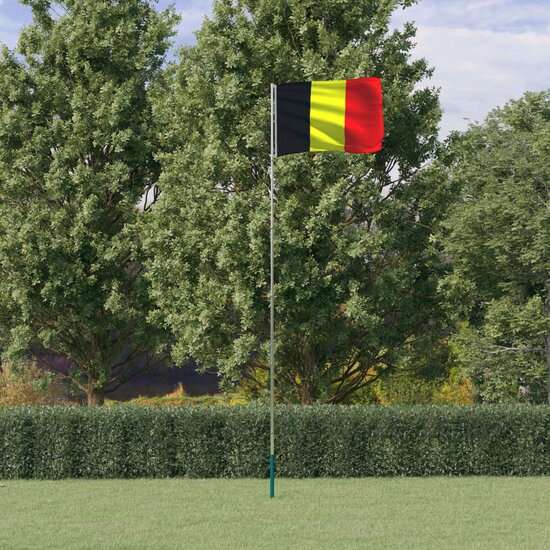 Vlag met vlaggenmast Belgi&euml; 5,55 m aluminium