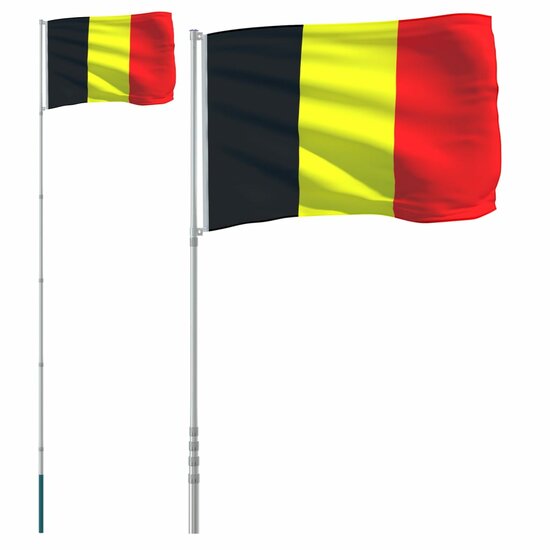 Vlag met vlaggenmast Belgi&euml; 5,55 m aluminium