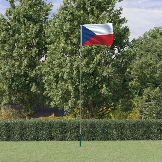 Vlag Met Vlaggenmast 5,55 M Aluminium 5.55 m Tsjechi&euml;