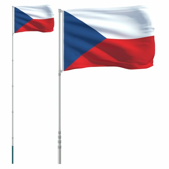 Vlag Met Vlaggenmast 5,55 M Aluminium 5.55 m Tsjechi&euml;