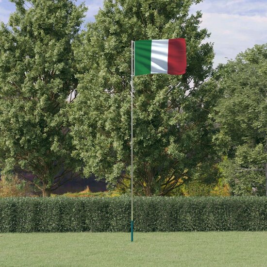 Vlag Met Vlaggenmast 5,55 M Aluminium 5.55 m Itali&euml;