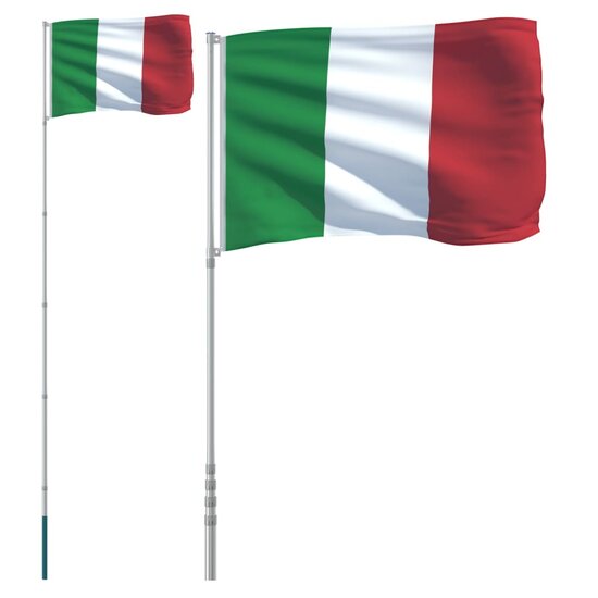 Vlag Met Vlaggenmast 5,55 M Aluminium 5.55 m Itali&euml;