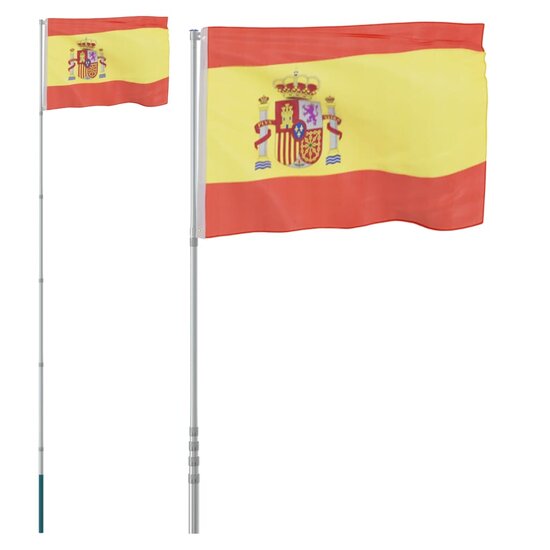 Vlag met vlaggenmast Spanje 5,55 m aluminium