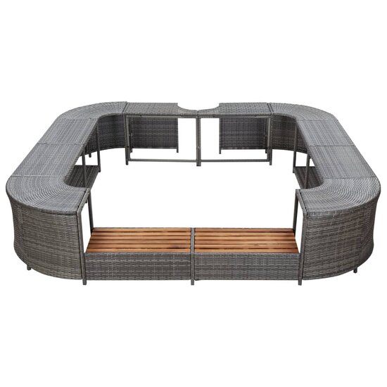 Spa-ombouw vierkant 268x268x55 cm poly rattan grijs