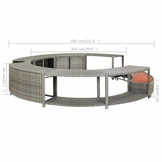 Hottub-Ombouw Poly Rattan Grijs