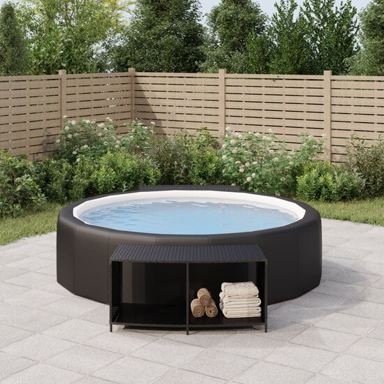 Opbergschappen 2 St Poly Rattan 1 Zwart