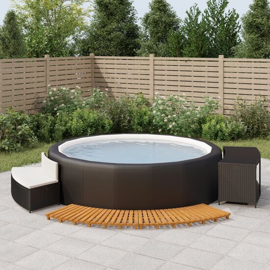 Hottub-Ombouw Poly Rattan En Massief Acaciahout 1 Zwart