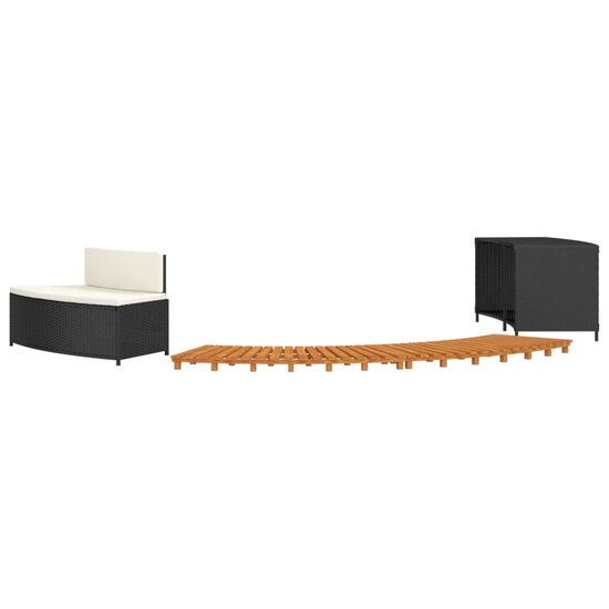 Hottub-Ombouw Poly Rattan En Massief Acaciahout 1 Zwart