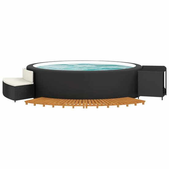Hottub-Ombouw Poly Rattan En Massief Acaciahout 1 Zwart