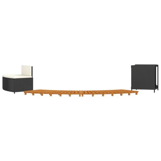 Hottub-Ombouw Poly Rattan En Massief Acaciahout 1 Zwart
