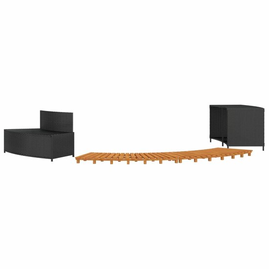 Hottub-Ombouw Poly Rattan En Massief Acaciahout 1 Zwart