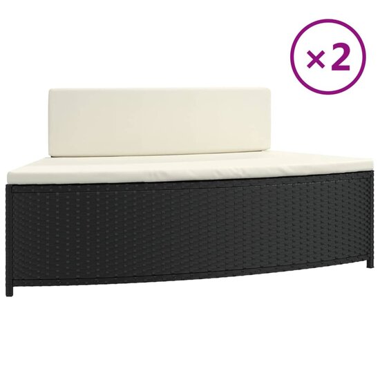 Spa-bankjes met kussens 2 st poly rattan zwart