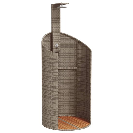 Buitendouche 100X100X241,5 Cm Poly Rattan En Acaciahout Grijs