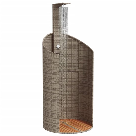 Buitendouche 100X100X241,5 Cm Poly Rattan En Acaciahout Grijs