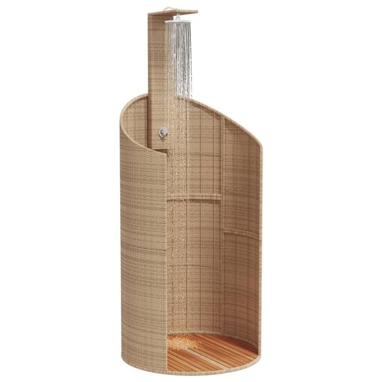 Buitendouche 100X100X241,5 Cm Poly Rattan En Acaciahout Beige