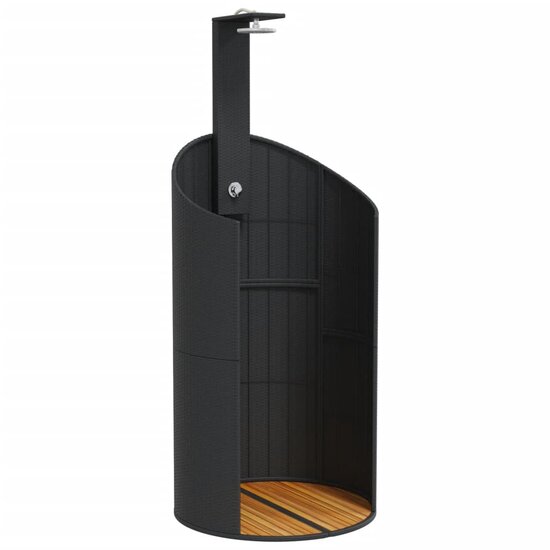 Buitendouche 100X100X241,5 Cm Poly Rattan En Acaciahout Zwart