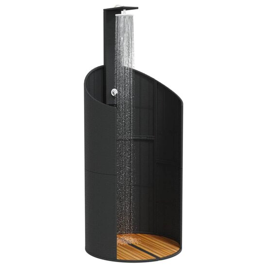 Buitendouche 100X100X241,5 Cm Poly Rattan En Acaciahout Zwart
