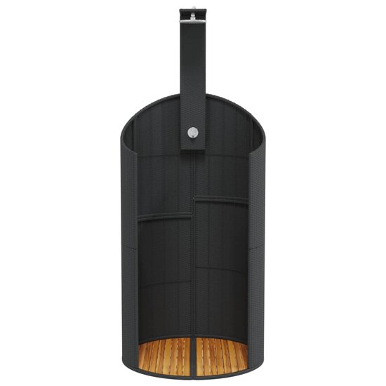 Buitendouche 100X100X241,5 Cm Poly Rattan En Acaciahout Zwart