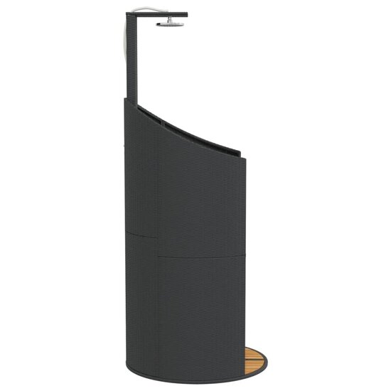 Buitendouche 100X100X241,5 Cm Poly Rattan En Acaciahout Zwart