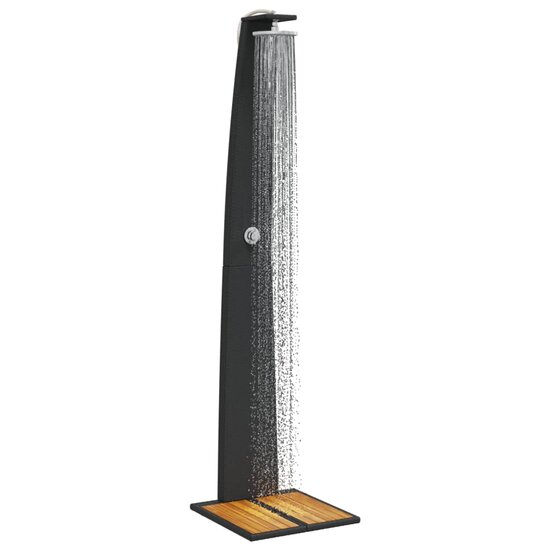 Buitendouche 55X60X224 Cm Poly Rattan En Acaciahout Zwart