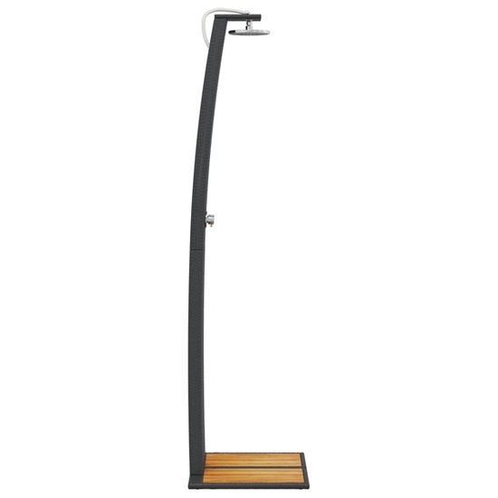 Buitendouche 55X60X224 Cm Poly Rattan En Acaciahout Zwart