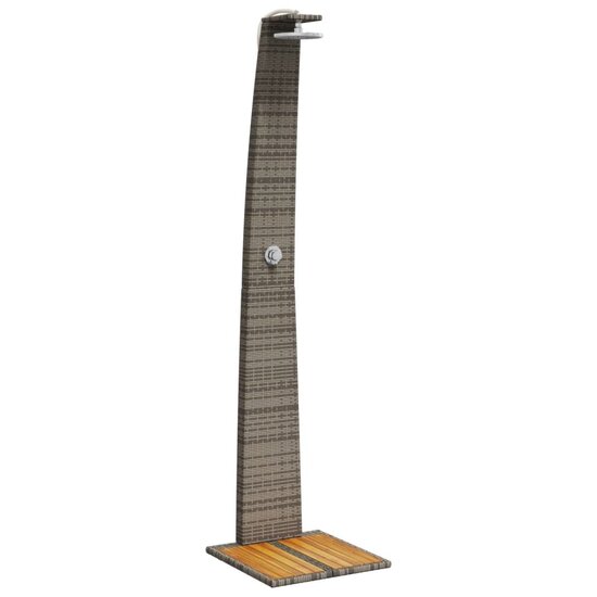 Buitendouche 55X60X224 Cm Poly Rattan En Acaciahout Grijs