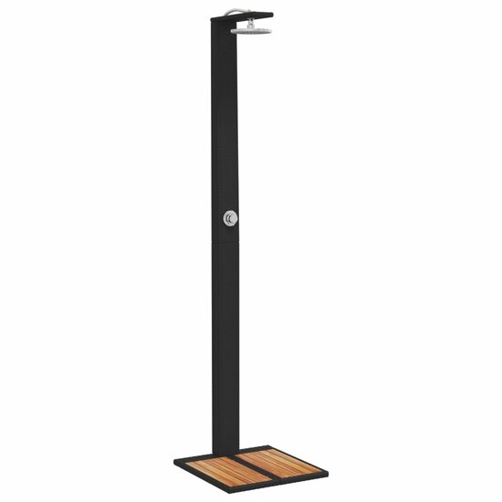 Buitendouche 50X55X224 Cm Poly Rattan En Acaciahout Zwart