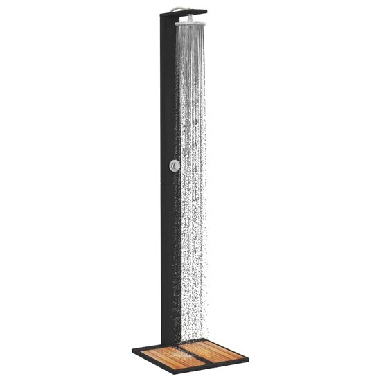 Buitendouche 50X55X224 Cm Poly Rattan En Acaciahout Zwart
