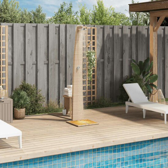 Buitendouche 55X60X224 Cm Poly Rattan En Acaciahout Beige