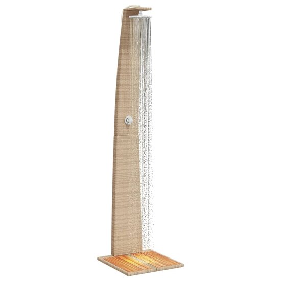 Buitendouche 55X60X224 Cm Poly Rattan En Acaciahout Beige