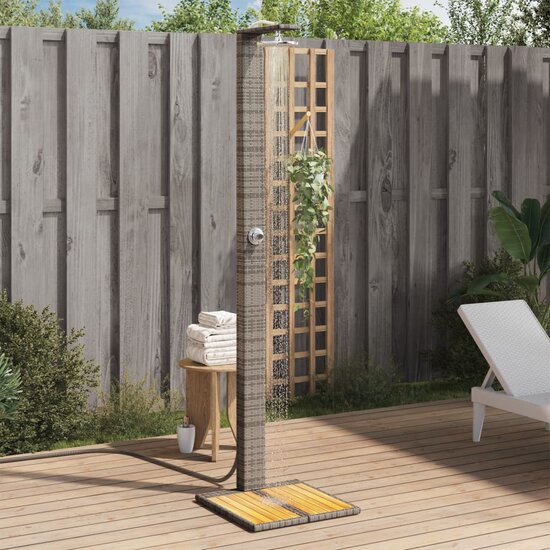 Buitendouche 50X55X224 Cm Poly Rattan En Acaciahout Grijs