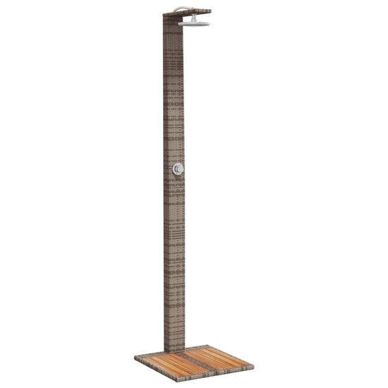 Buitendouche 50X55X224 Cm Poly Rattan En Acaciahout Grijs