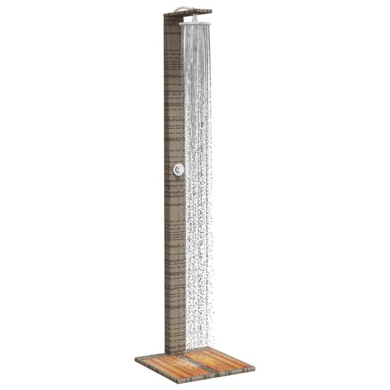 Buitendouche 50X55X224 Cm Poly Rattan En Acaciahout Grijs