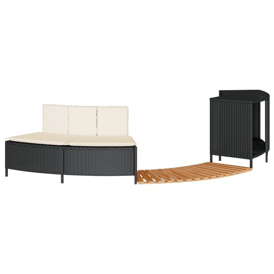 Hottub-Ombouw Poly Rattan En Massief Acaciahout 1 Zwart