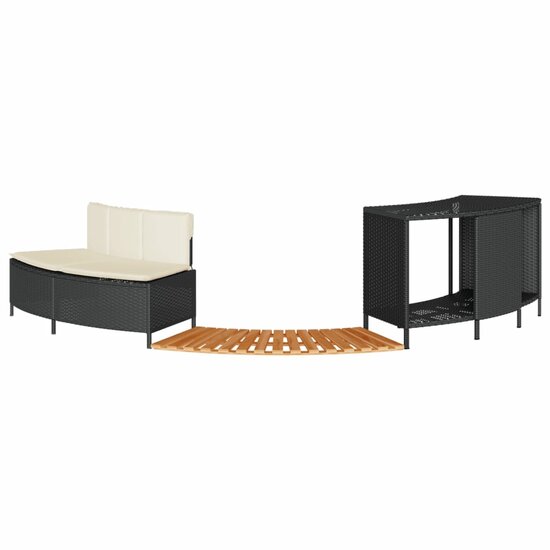 Hottub-Ombouw Poly Rattan En Massief Acaciahout 1 Zwart