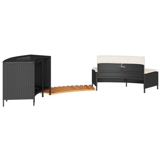 Hottub-Ombouw Poly Rattan En Massief Acaciahout 1 Zwart