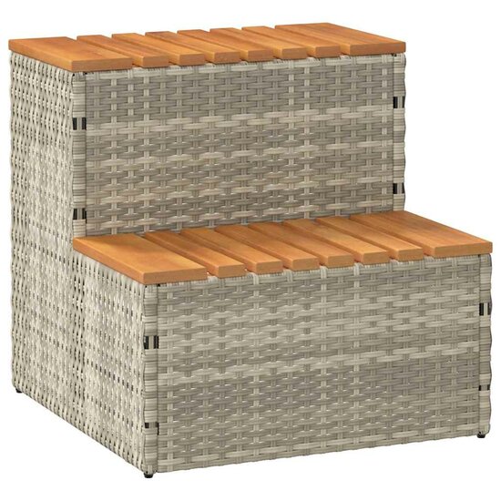 Hottub-Opstap 50X50X50,5 Cm Poly Rattan&amp;Massief Acaciahout 50 x 50 x 50.5 cm Lichtgrijs