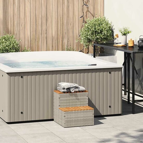 Hottub-Opstap 50X50X50,5 Cm Poly Rattan&amp;Massief Acaciahout 50 x 50 x 50.5 cm Lichtgrijs