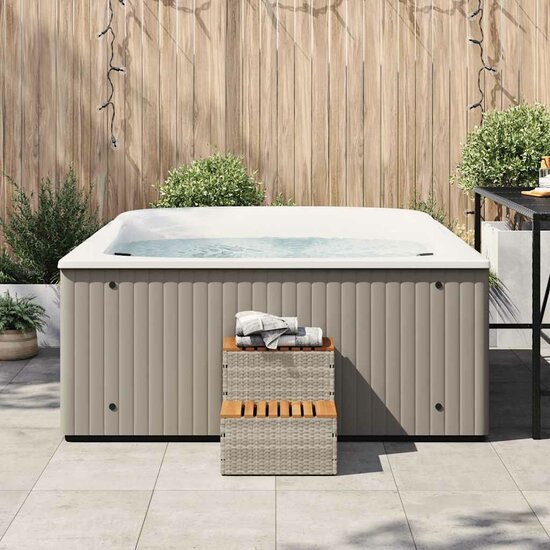 Hottub-Opstap 50X50X50,5 Cm Poly Rattan&amp;Massief Acaciahout 50 x 50 x 50.5 cm Lichtgrijs
