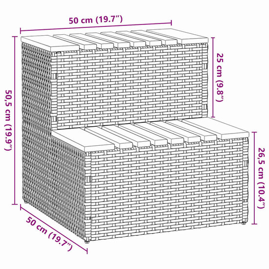 Hottub-Opstap 50X50X50,5 Cm Poly Rattan&amp;Massief Acaciahout 50 x 50 x 50.5 cm Lichtgrijs