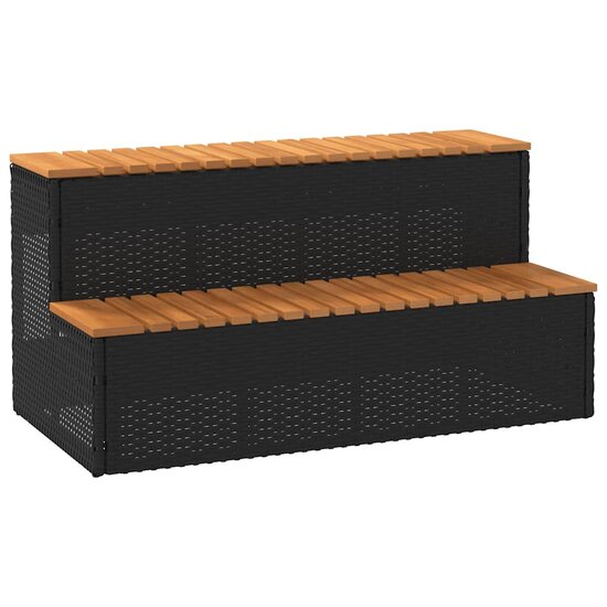 Hottub-Opstap 100X50X50,5 Cm Poly Rattan&amp;Massief Acaciahout 100 x 50 x 50.5 cm Zwart