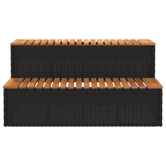 Hottub-Opstap 100X50X50,5 Cm Poly Rattan&amp;Massief Acaciahout 100 x 50 x 50.5 cm Zwart