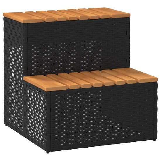 Hottub-Opstap 50X50X50,5Cm Poly Rattan&amp;Massief Acaciahout 50 x 50 x 50.5 cm Zwart