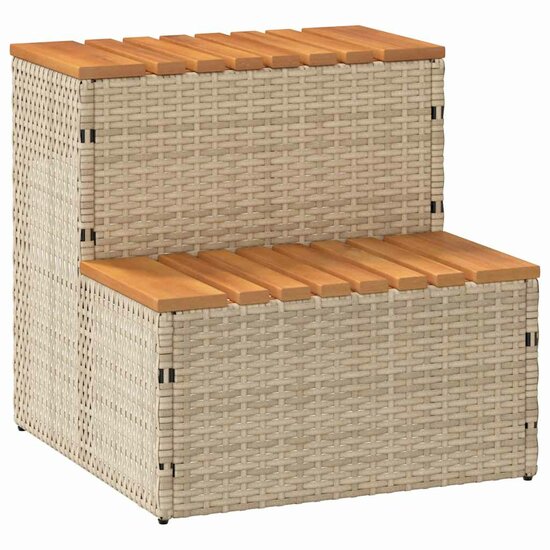 Hottub-Opstap 50X50X50,5Cm Poly Rattan&amp;Massief Acaciahout 50 x 50 x 50.5 cm Beige