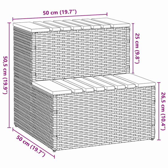 Hottub-Opstap 50X50X50,5Cm Poly Rattan&amp;Massief Acaciahout 50 x 50 x 50.5 cm Beige