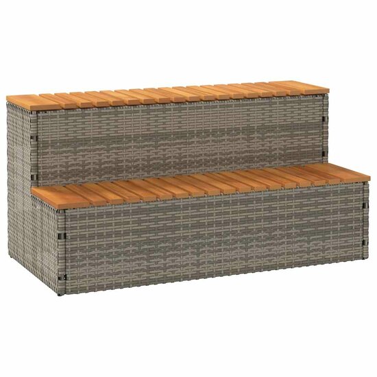 Hottub-Opstap 100X50X50,5 Cm Poly Rattan&amp;Massief Acaciahout 100 x 50 x 50.5 cm Grijs