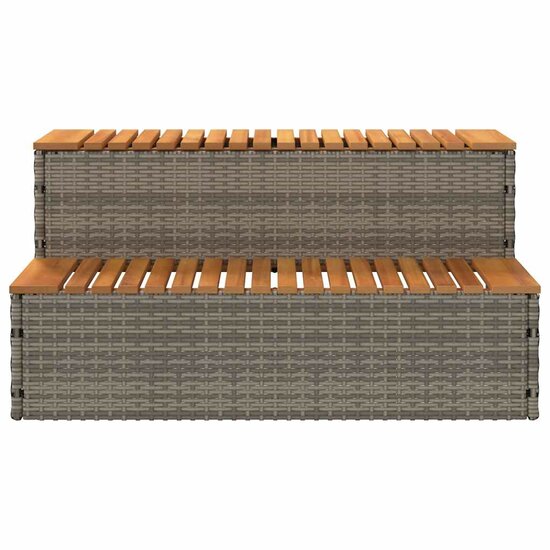 Hottub-Opstap 100X50X50,5 Cm Poly Rattan&amp;Massief Acaciahout 100 x 50 x 50.5 cm Grijs