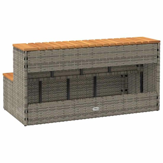 Hottub-Opstap 100X50X50,5 Cm Poly Rattan&amp;Massief Acaciahout 100 x 50 x 50.5 cm Grijs